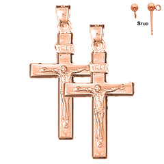 14K or 18K Gold INRI Crucifix Earrings