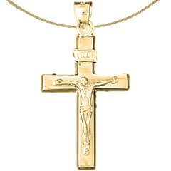 14K or 18K Gold INRI Crucifix Pendant