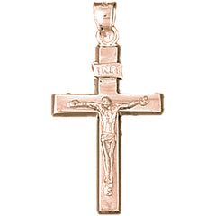 14K or 18K Gold INRI Crucifix Pendant