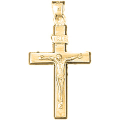 14K or 18K Gold INRI Crucifix Pendant