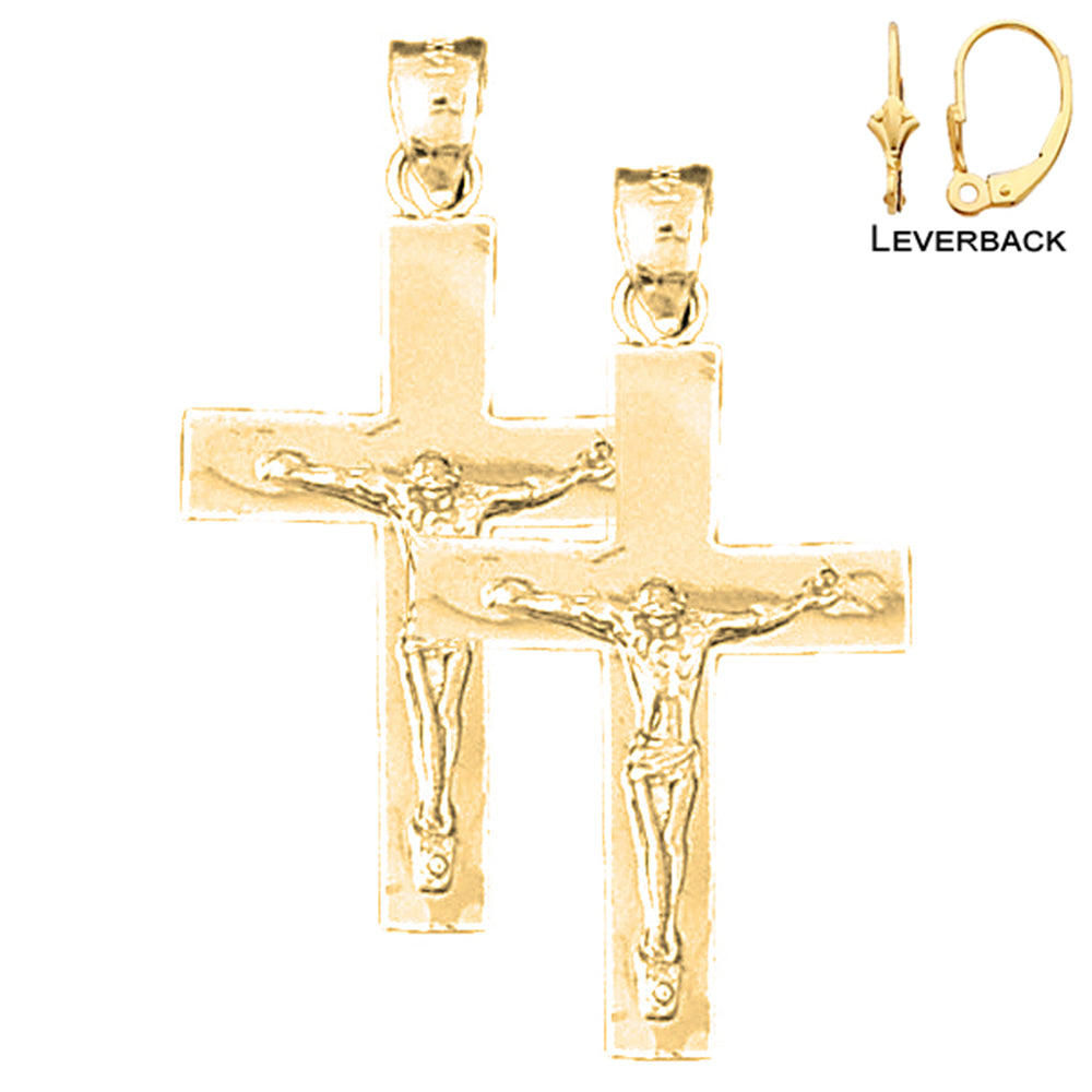 Pendientes de Crucifijo Latino de Oro de 14K o 18K