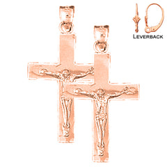 Pendientes de Crucifijo Latino de Oro de 14K o 18K