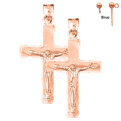 Pendientes de Crucifijo Latino de Oro de 14K o 18K