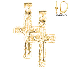 Sterling Silver 25mm Latin Crucifix Earrings (White or Yellow Gold Plated)