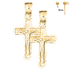 Sterling Silver 25mm Latin Crucifix Earrings (White or Yellow Gold Plated)