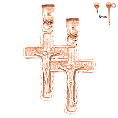 14K or 18K Gold Latin Crucifix Earrings