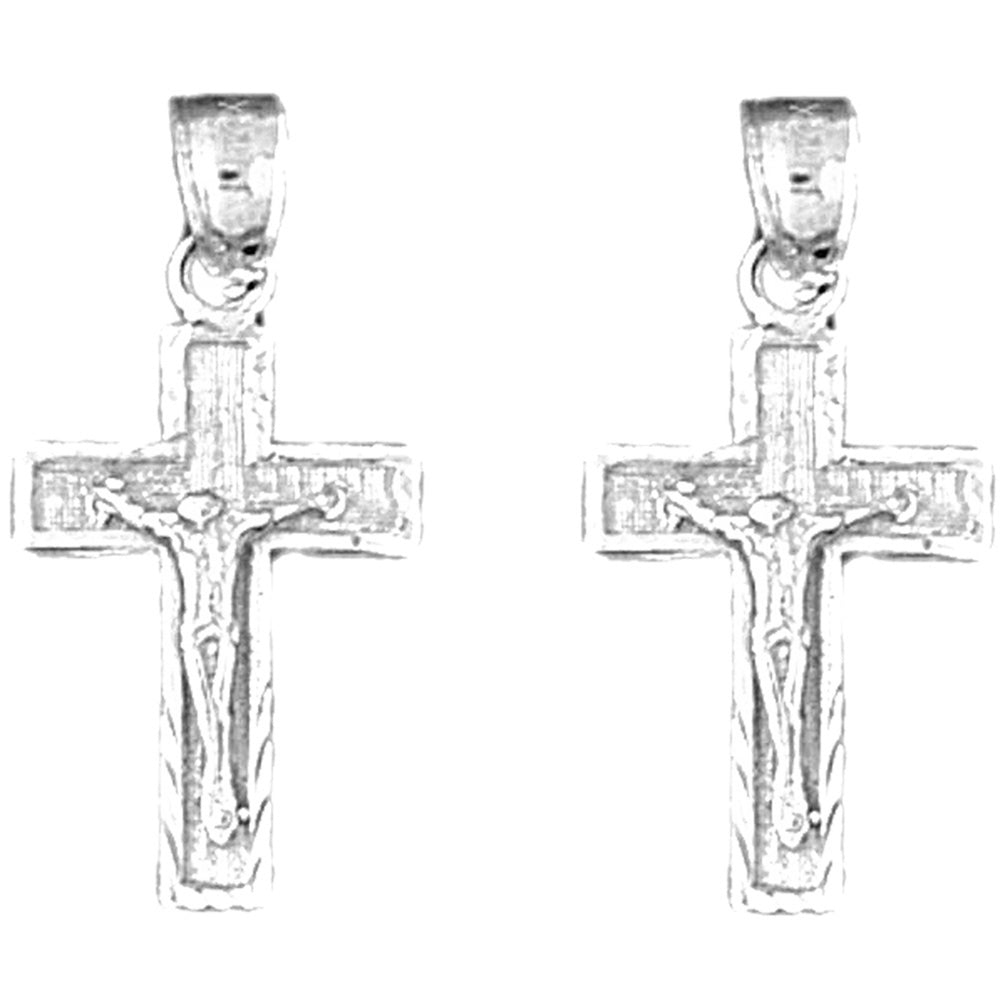 14K or 18K Gold 25mm Latin Crucifix Earrings