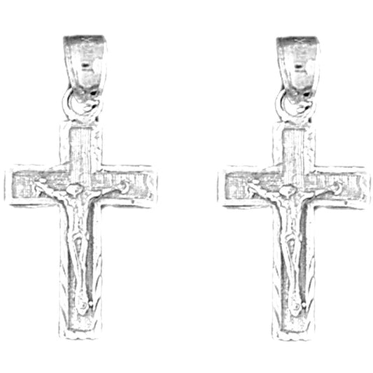 14K or 18K Gold 25mm Latin Crucifix Earrings