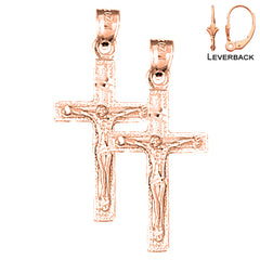 Pendientes de Crucifijo Latino de Oro de 14K o 18K