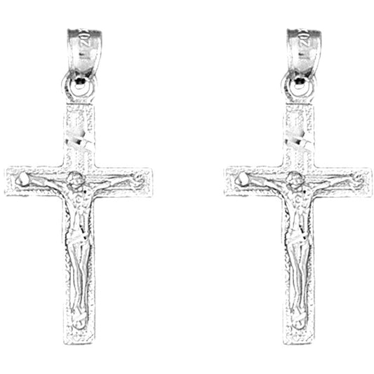 Sterling Silver 33mm Latin Crucifix Earrings