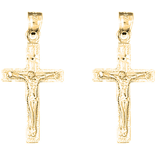 14K or 18K Gold 33mm Latin Crucifix Earrings