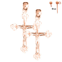 14K or 18K Gold Bottonnee Crucifix Earrings