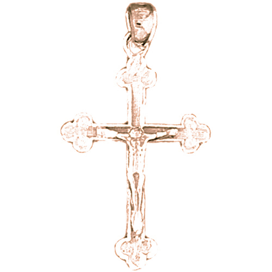 14K or 18K Gold Bottonnee Crucifix Pendant