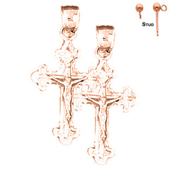 14K oder 18K Gold Fleur de Lis Kruzifix Ohrringe