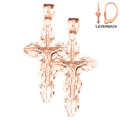 Pendientes de Crucifijo Latino de Oro de 14K o 18K