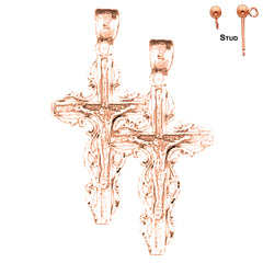 14K or 18K Gold Latin Crucifix Earrings