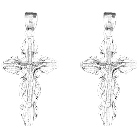 Sterling Silver 33mm Latin Crucifix Earrings