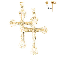 Pendientes de Crucifijo Latino de Oro de 14K o 18K