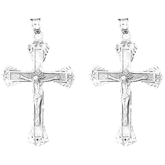 Sterling Silver 56mm Latin Crucifix Earrings