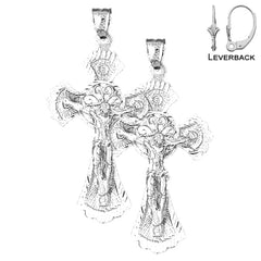 Sterling Silver 53mm Celtic Crucifix Earrings (White or Yellow Gold Plated)