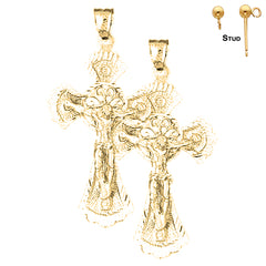 Sterling Silver 53mm Celtic Crucifix Earrings (White or Yellow Gold Plated)