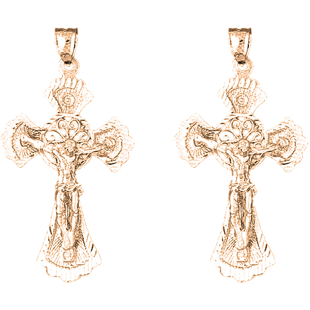 14K or 18K Gold 53mm Celtic Crucifix Earrings