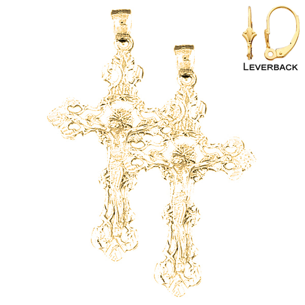 14K or 18K Gold INRI Crucifix Earrings