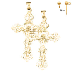 14K or 18K Gold INRI Crucifix Earrings