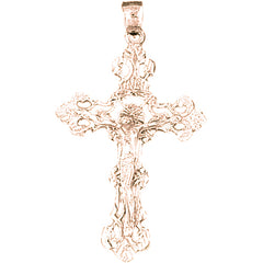 14K or 18K Gold INRI Crucifix Pendant