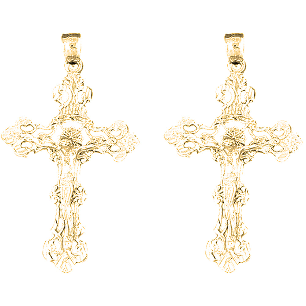 14K or 18K Gold 55mm INRI Crucifix Earrings