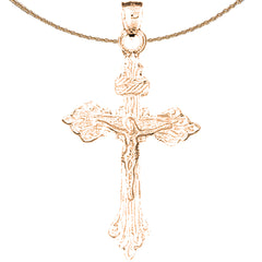 14K or 18K Gold INRI Crucifix Pendant