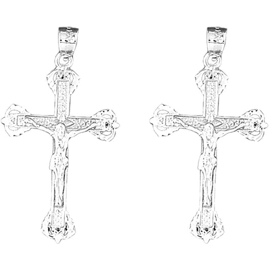 14K or 18K Gold 41mm Latin Crucifix Earrings