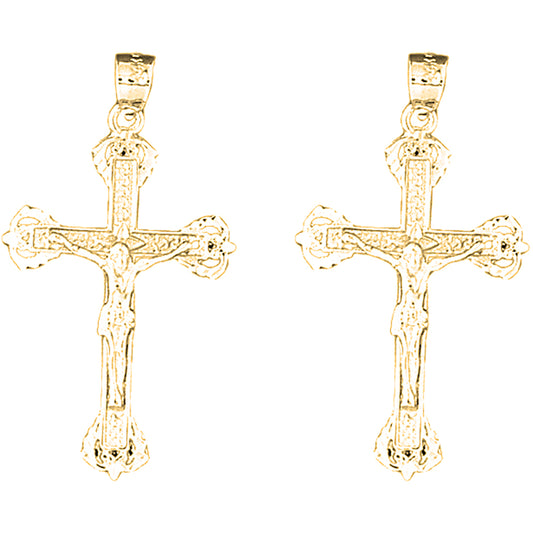 14K or 18K Gold 41mm Latin Crucifix Earrings