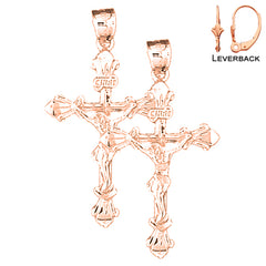 14K or 18K Gold INRI Crucifix Earrings