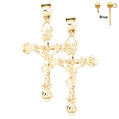 Pendientes de Crucifijo INRI de Oro de 14K o 18K