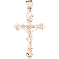 14K or 18K Gold INRI Crucifix Pendant