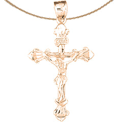 14K or 18K Gold INRI Crucifix Pendant
