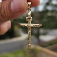 14K or 18K Gold INRI Crucifix Pendant