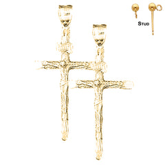 53 mm INRI-Kruzifix-Ohrringe aus Sterlingsilber (weiß- oder gelbvergoldet)