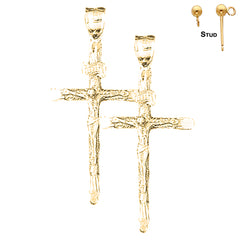 14K or 18K Gold INRI Crucifix Earrings