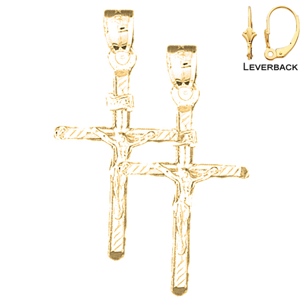 14K oder 18K Gold INRI Kruzifix Ohrringe