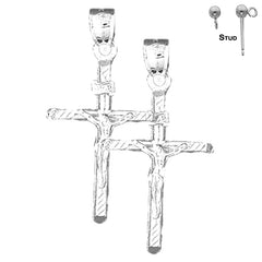 14K or 18K Gold INRI Crucifix Earrings