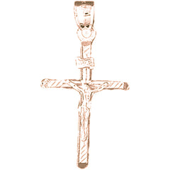 14K or 18K Gold INRI Crucifix Pendant