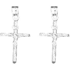 14K or 18K Gold 37mm INRI Crucifix Earrings