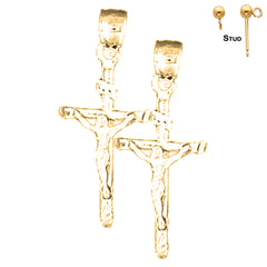 29 mm INRI-Kruzifix-Ohrringe aus Sterlingsilber (weiß- oder gelbvergoldet)