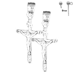 14K or 18K Gold INRI Crucifix Earrings