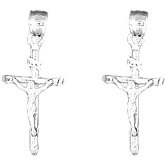 14K or 18K Gold 29mm INRI Crucifix Earrings