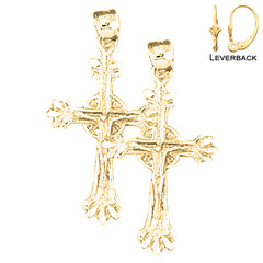 Pendientes de crucifijo latino de plata de ley de 31 mm (chapados en oro blanco o amarillo)