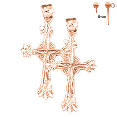 Pendientes de Crucifijo Latino de Oro de 14K o 18K