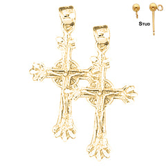 Sterling Silver 31mm Latin Crucifix Earrings (White or Yellow Gold Plated)